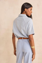 LEXY LIGHT BLUE SHORT SLEEVE COTTON T-SHIRT