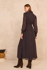 PRISCA FLOWY POLKA DOT DRESS