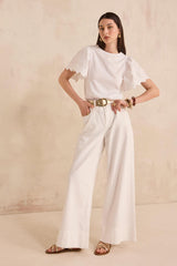LUNA SHORT SLEEVE EMBROIDERED COTTON T-SHIRT