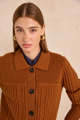 ARTUS CINNAMON LONG-SLEEVED WOOL CARDIGAN