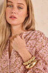 DEVONA LONG-SLEEVE PRINTED COTTON BLOUSE