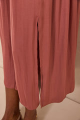 JULIANA PINK FLUID SATIN LONG SKIRT