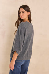 CODY GREY 3/4 SLEEVE CASHMERE SWEATER