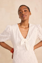 LAURENE STRAIGHT EMBROIDERED COTTON DRESS