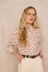 SALIE PRINTED LONG-SLEEVE COTTON BLOUSE