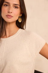 BILL BIS CREAM SHORT-SLEEVED CASHMERE SWEATER