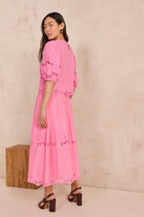 BRUNE PINK EMBROIDERED COTTON SKIRT