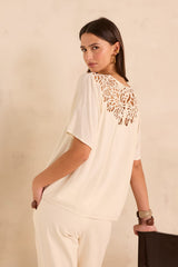 MELISSA SHORT SLEEVE LACE BLOUSE