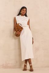 MELIA SLEEVELESS BRAIDED COTTON BLOUSE