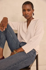 ALICIA PINK CASHMERE POLO SWEATER