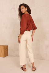 MAE WIDE COTTON BLEND TROUSERS