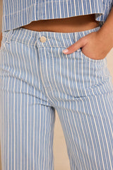 ROSIE STRIPED CROPPED MIXED COTTON JEANS