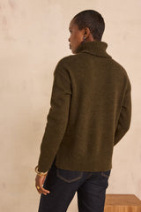 ARNOLD KHAKI MIXED WOOL SWEATER