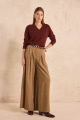 BARY BURGUNDY V-NECK CASHMERE SWEATER