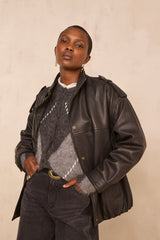OSCAR OVERSIZED GRAIN LEATHER JACKET
