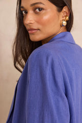 NELIA LAVENDER LINEN BLEND TAILORED JACKET
