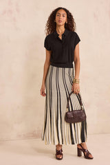 OZIRIS BLACK PLEATED MESH SKIRT