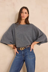 CODY GREY 3/4 SLEEVE CASHMERE SWEATER