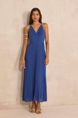 LAMORE PLEATED SPAGHETTI STRAP DRESS