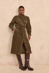 BETANIE KHAKI CORDUROY DRESS