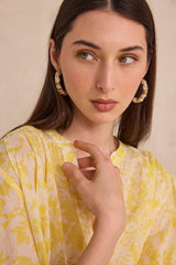 DEVONA SUN PRINTED LONG SLEEVE COTTON BLOUSE