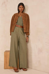 TERRY LEAF LOOSE LINEN TROUSERS