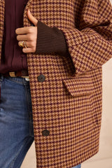 CELIA HOUNDSTOOTH WOOL BLEND COAT