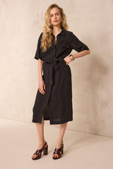 BETANIE STRAIGHT LINEN FLOWY DRESS