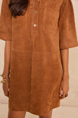 PENNY SUEDE LEATHER STRAIGHT DRESS