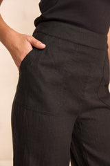 TERRY BLACK LOOSE LINEN TROUSERS