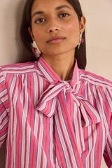 DOMITILLE BOW TIE STRIPED BLOUSE