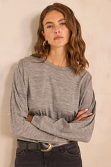 THEOPHILE ANTHRACITE LONG SLEEVE WOOL T-SHIRT
