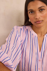 DARINA LONG-SLEEVE STRIPED COTTON BLOUSE