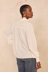 MANGUE CREAM LONG-SLEEVED COTTON BLOUSE