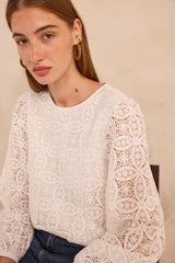 MALIE LONG SLEEVE LACE BLOUSE