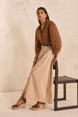 TATIANA BEIGE EXTRA LARGE COTTON TROUSERS