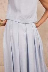 ETINCELLE SKY BLUE PLEATED LONG SKIRT