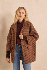 CELIA HOUNDSTOOTH WOOL BLEND COAT