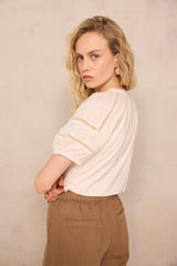 LEA CREAM BALLOON SLEEVE T-SHIRT