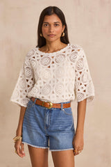 PENELOPPE CROCHETED COTTON SWEATER