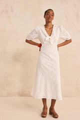 LAURENE STRAIGHT EMBROIDERED COTTON DRESS