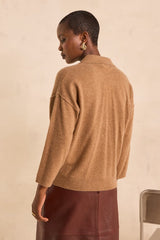 ALICIA CAMEL CASHMERE POLO SWEATER