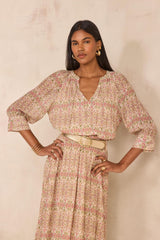 DAMIA LONG-SLEEVED PRINTED BLOUSE