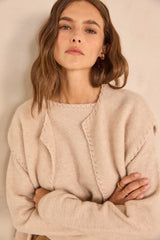 ANTHEA NATURAL MIXED WOOL SLEEVELESS CARDIGAN
