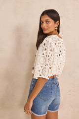PENELOPPE CROCHETED COTTON SWEATER