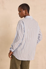 PASSY SKY BLUE STRIPED COTTON BLOUSE