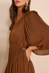 PERLA CARAMEL FLUID DRESS