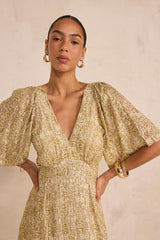 BRIDGET SHINY PRINT FLOWY DRESS