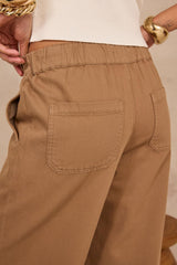 MALO BROWN WIDE COTTON TROUSERS