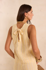 MELINA SLEEVELESS STRIPED LINEN TOP